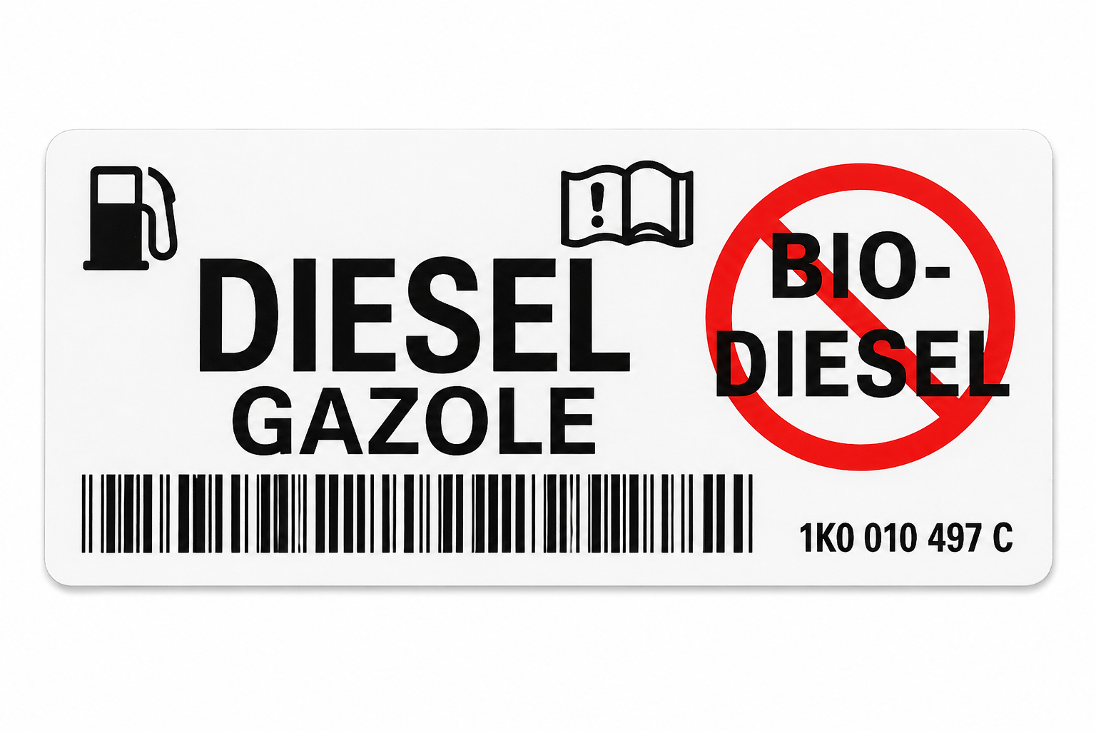 Originele Volkswagen sticker voor brandstof - DIESEL