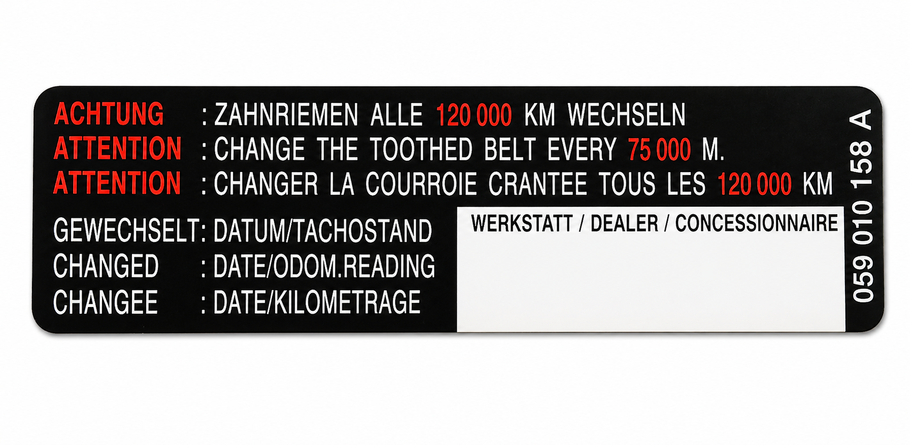 Originele Volkswagen distributieriemsticker - 120.000km