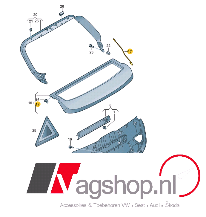 Audi A1 (8X) ophangkoord voor hoedenplank 